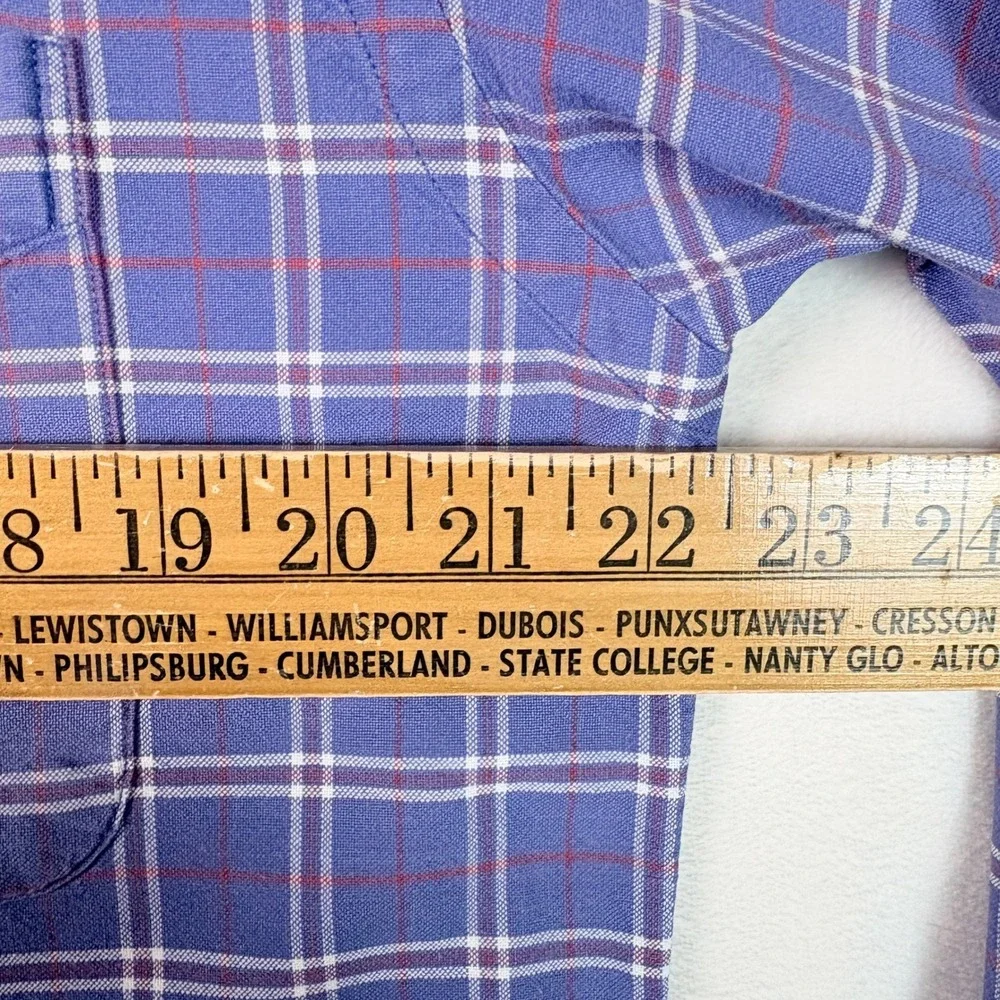 Nautica Button Down Shirt Men Medium Blue Plaid Good Classic Fit Cotton Long Slv